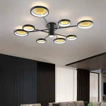 Multi-Hlavice LED Přívěsek Světlo Evropský Styl Luxusní Domácí Obývací Pokoj Ložnice Černý okraj Závěsné Svítidlo Svítidla