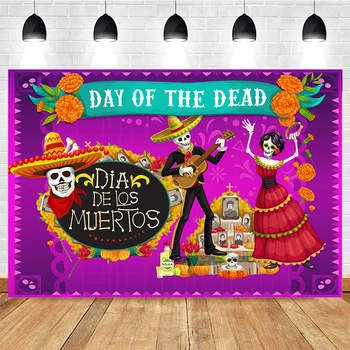 Den Mrtvých Fotografie, Pozadí Mexické Měsíčku, Lebka, Pozadí, Šaty-Up Party Fiesta Banner Dekorace Pro Photo Studio